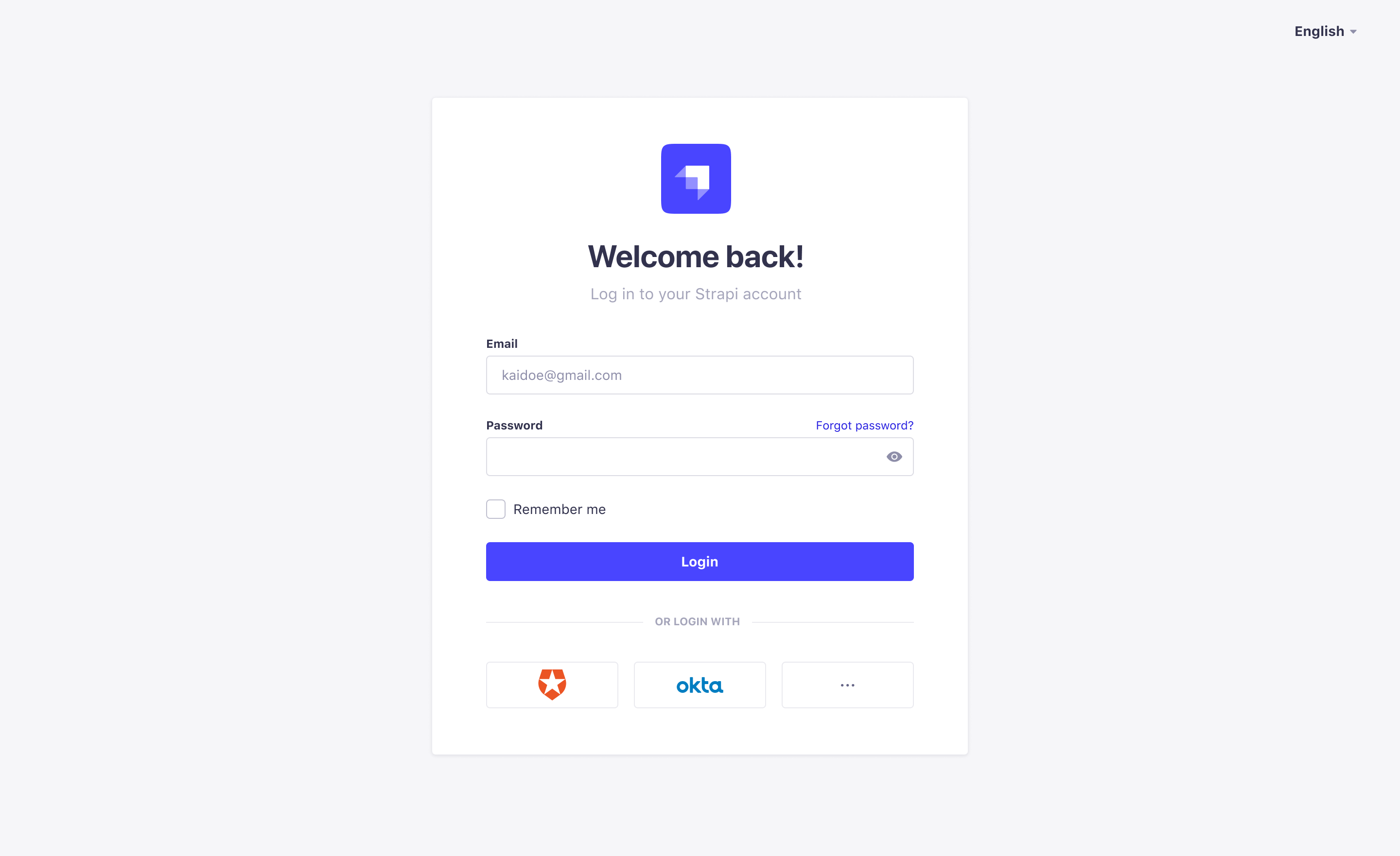 Login page